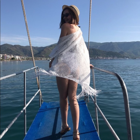 ✨Boho White Lace Fringed Kimono Beach Coverup✨ - Picture 8 of 8